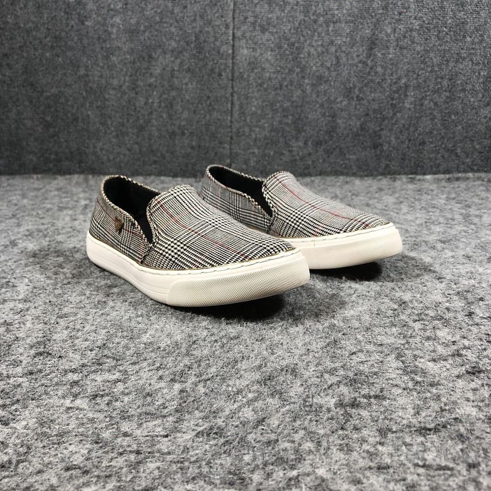 GUESS Slip On‎ Shoes Womens 8.5 Gray Plaid Textile Sneakers GFGGLADIS12